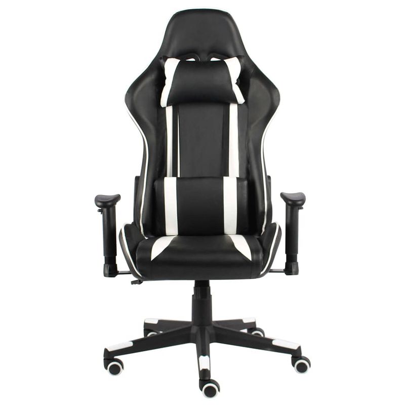 Foto van The living store gamingstoel gamer - hoge rugleuning - ergonomisch - hoogte verstelbaar - zwart/wit - 68x69x123-133 cm