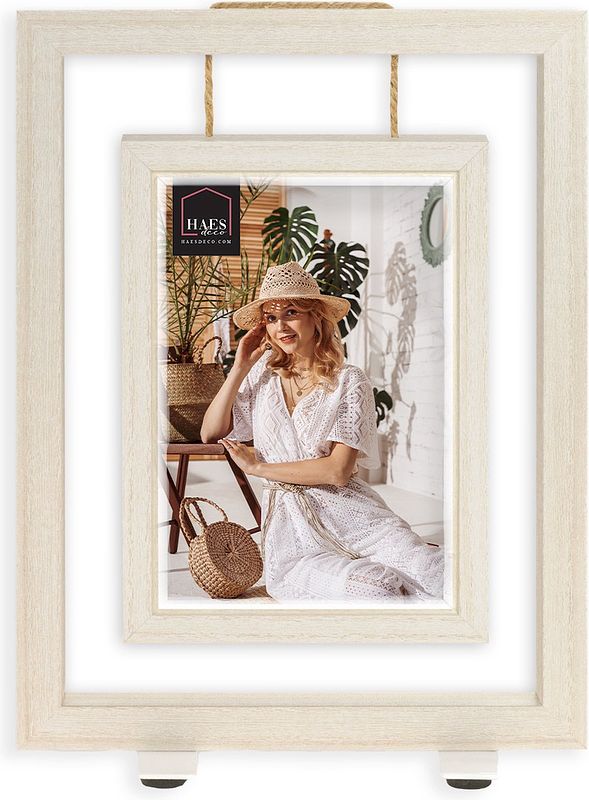 Foto van Haes deco houten fotolijst buchy wit voor foto 10x15 (afmeting 19x26 cm) - eg7646hs