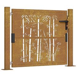 Foto van Vidaxl poort met bamboe-ontwerp 105x105 cm cortenstaal