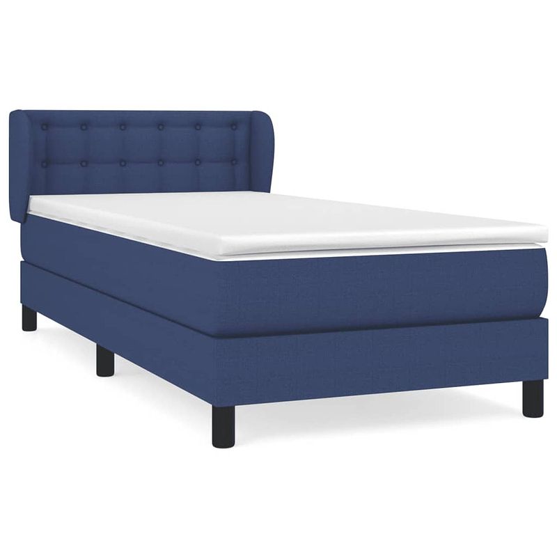 Foto van The living store boxspringbed - blauw - 193 x 93 x 78/88 cm - pocketvering matras - middelharde ondersteuning