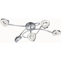 Foto van Led plafondlamp - plafondverlichting - trion turon - 20w - warm wit 3000k - rond - mat chroom - aluminium