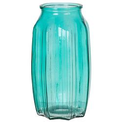 Foto van Bloemenvaas - turquoise blauw - transparant glas - d12 x h22 cm - vazen