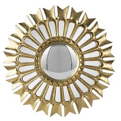 Foto van Clayre & eef spiegel ø 38 cm goudkleurig kunststof rond bolle spiegel wand spiegel muur spiegel goudkleurig bolle