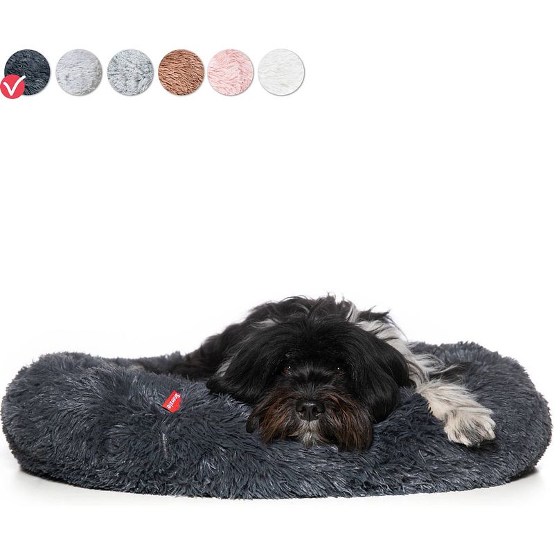 Foto van Snoozle donut hondenmand - zacht en luxe hondenkussen - wasbaar - fluffy - hondenmanden - 60cm - grijs