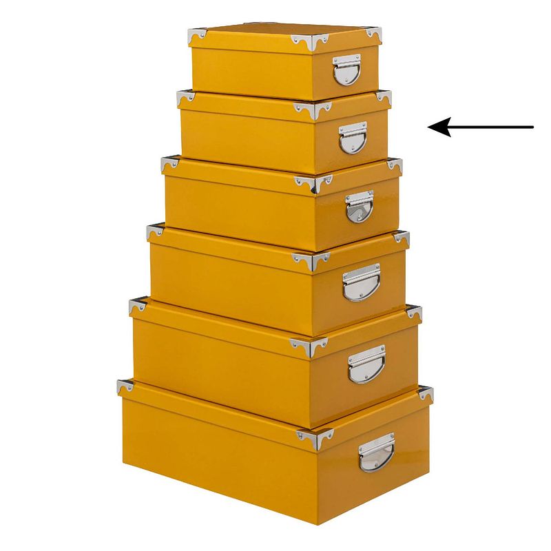 Foto van 5five opbergdoos/box - 2x - geel - l32 x b21.5 x h12 cm - stevig karton - yellowbox - opbergbox