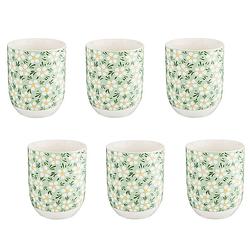 Foto van Haes deco - mokken set van 6 - ø 6x8 cm / 100 ml - met bloemen - mok