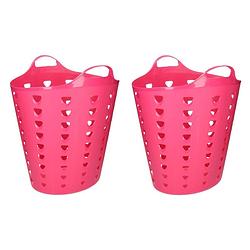 Foto van Set van 2x stuks roze wasmand flexibel 60 liter - wasmanden