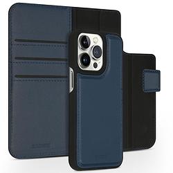 Foto van Accezz premium leather 2 in 1 wallet book case voor apple iphone 13 pro telefoonhoesje blauw