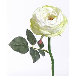 Foto van Luxe kunstbloemen roos/rozen luna wit 33 cm - kunstbloemen