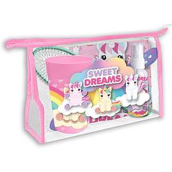 Foto van Sweet dreams toilettas eenhoorn meisjes 23 x 15 cm roze 6-delig