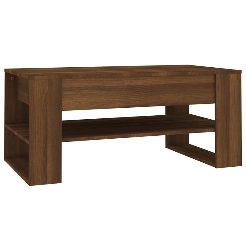 Foto van The living store salontafel - bruineiken - 102 x 55 x 45 cm - bewerkt hout