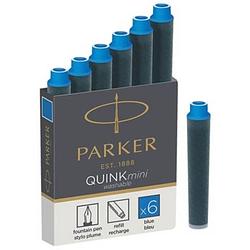 Foto van Parker quink mini inktpatronen blauw, doos met 6 stuks