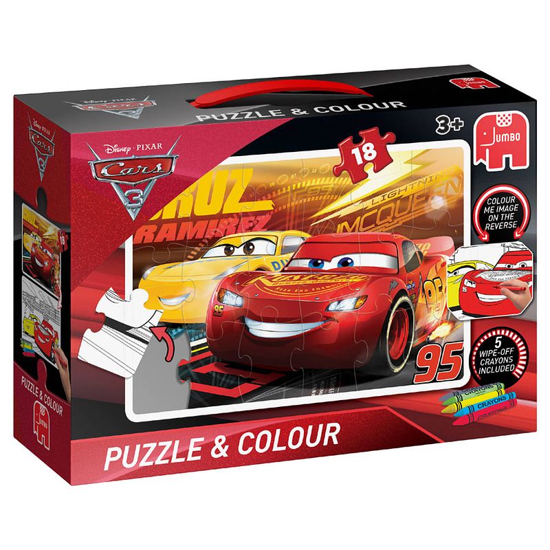 Foto van Jumbo disney cars 3 puzzel & kleur - 18 stukjes