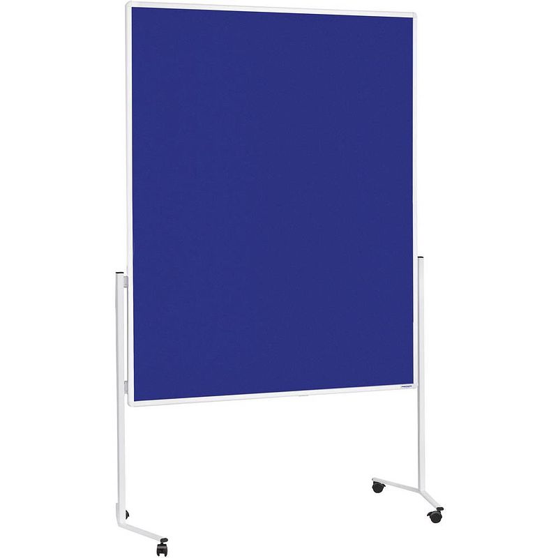 Foto van Magnetoplan 2111103 2111103 presentatiebord (b x h) 1200 mm x 1500 mm vilt blauw, wit tweezijdig te gebruiken, incl. rollen, prikbord