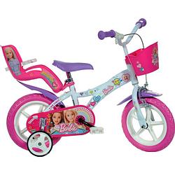 Foto van Dino meisjesfiets barbie 12 inch 21 cm meisjes doortrapper wit/roze