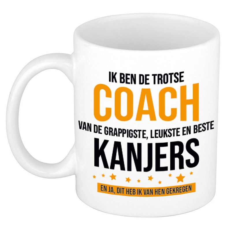 Foto van Trotse coach kanjers cadeau koffiemok / theebeker 300 ml - feest mokken