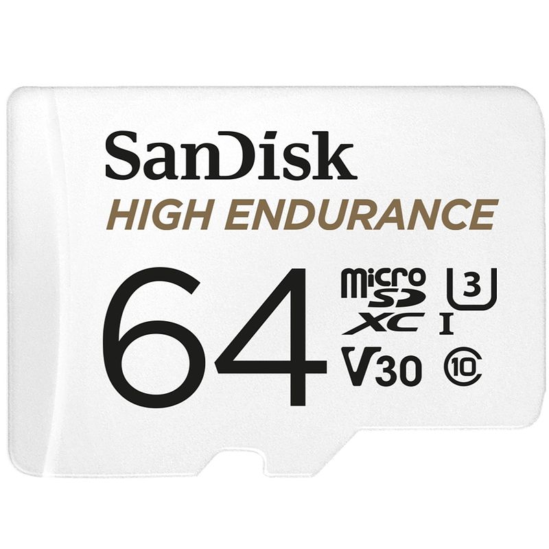 Foto van Sandisk microsdhc high endurance 64gb incl sd adapter micro sd-kaart wit