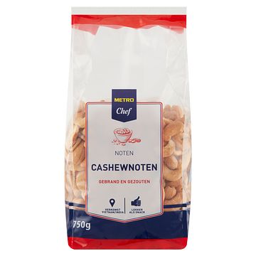 Foto van Metro chef noten cashewnoten gebrand en gezouten 750g bij jumbo