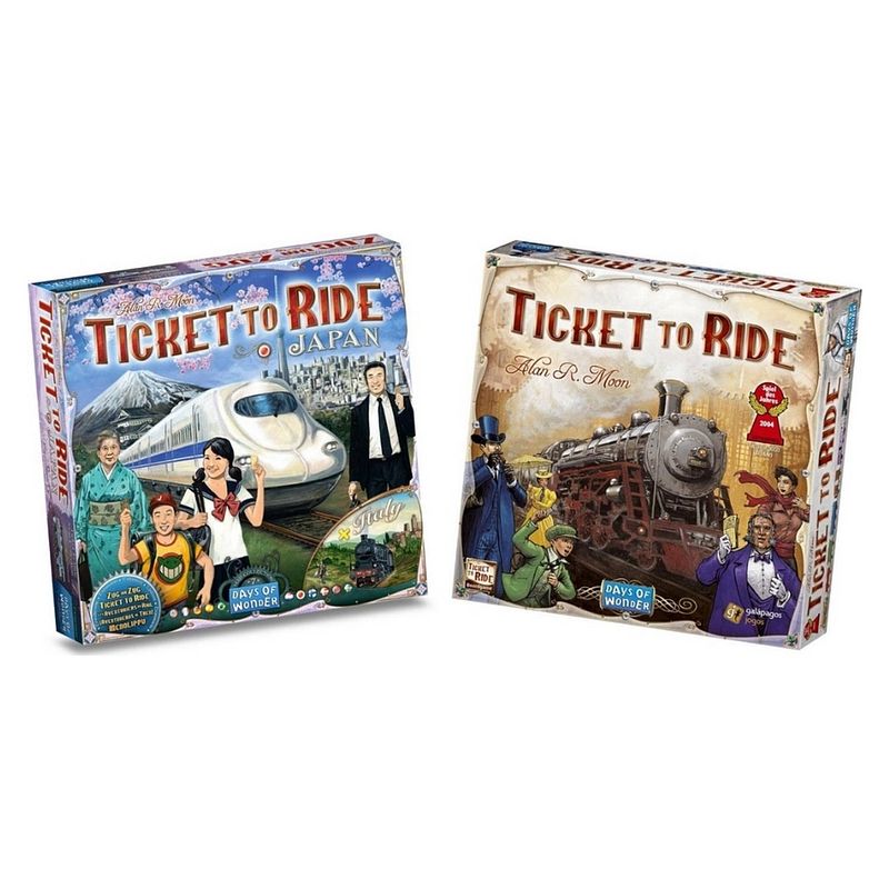 Foto van Spellenbundel - ticket to ride - 2 stuks - usa (basisspel) & uitbreiding japan & italië