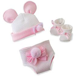 Foto van Berjuan poppenkleding pyjama meisjes 38 cm pe wit/roze