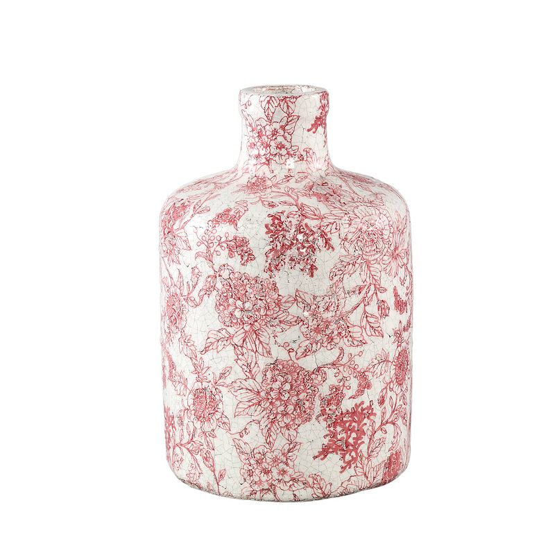 Foto van Ptmd rozy red terracotta bottle round flower print l