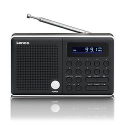 Foto van Draagbaar fm radio met usb en micro sd en ingebouwde accu lenco mpr-034wh zwart-wit