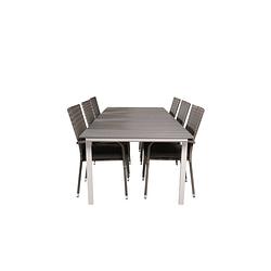 Foto van Levels tuinmeubelset tafel 100x229/310cm en 6 stoel anna grijs.