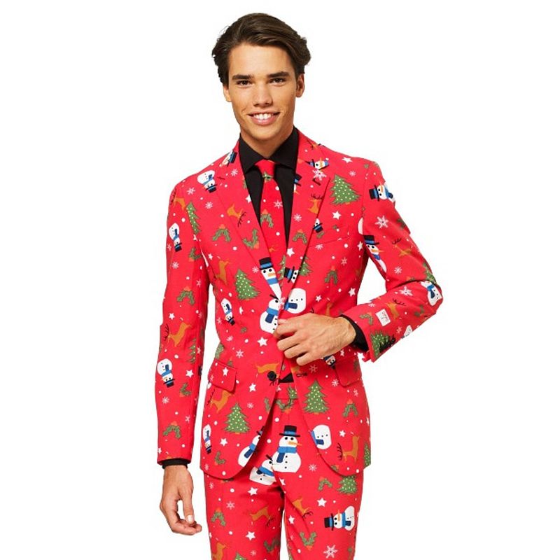 Foto van Opposuits verkleedpak christmaster heren polyester rood