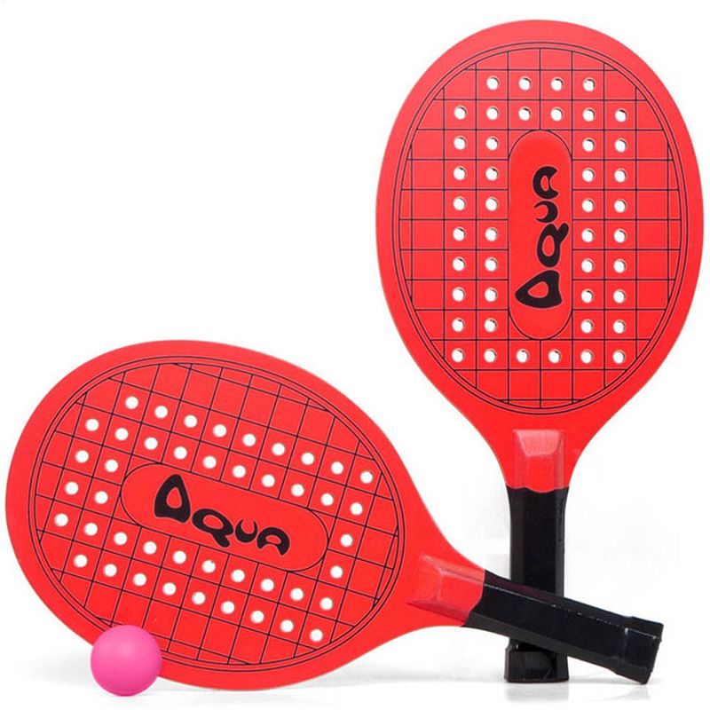 Foto van Actief speelgoed tennis/beachball setje rood met tennisracketmotief - beachballsets