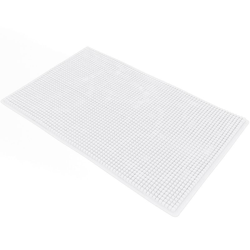 Foto van Loti living badmat antislip - douchemat - badmat badkamer - vloermat - chenille badmat - wit - 50x80 cm