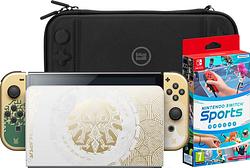 Foto van Nintendo switch oled zelda edition + nintendo switch sports + bluebuilt beschermhoes