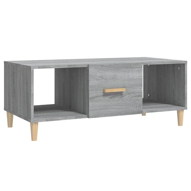 Foto van The living store banktafel - salontafel - grijs sonoma eiken - 102 x 50 x 40 cm - stevig materiaal