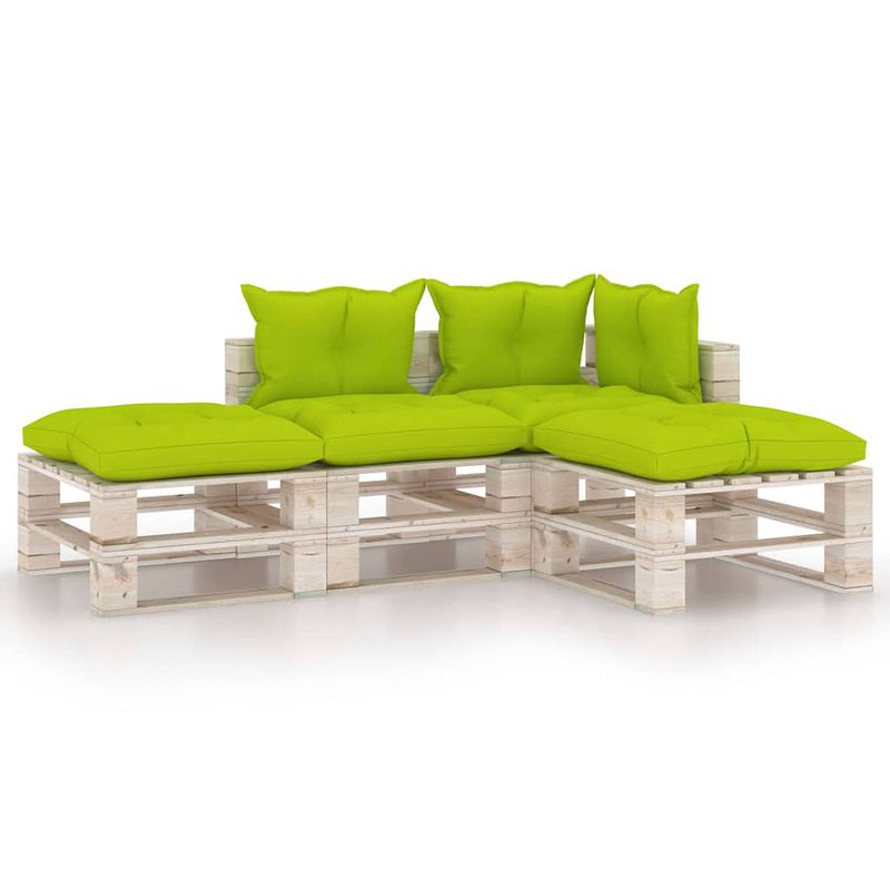 Foto van Vidaxl 4-delige loungeset met kussens pallet grenenhout