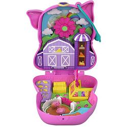 Foto van Mattel speelset polly pocket farm piggy 11,5 cm roze 7-delig