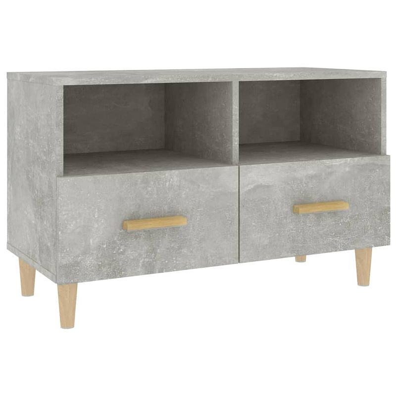 Foto van The living store tv-meubel - klassiek - betongrijs - 80 x 36 x 50 cm - bewerkt hout