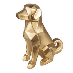 Foto van Clayre & eef beeld hond 24 cm goudkleurig kunststof decoratief figuur beeld decoratie goudkleurig decoratief figuur