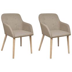 Foto van Vidaxl eetkamerstoelen 2 st stof en massief eikenhout beige