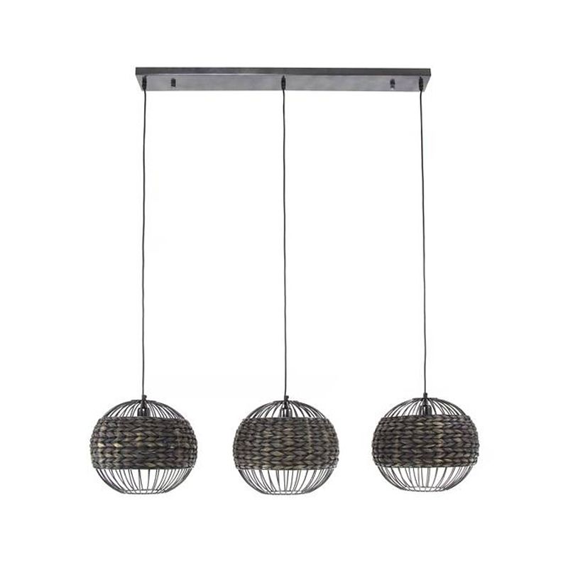 Foto van Hoyz collection - hanglamp 3x bol waterhyacint - zwart nikkel