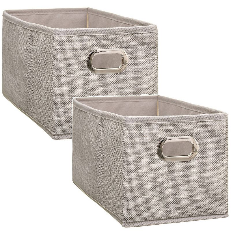 Foto van Set van 2x stuks opbergmand/kastmand 7 liter beige linnen 31 x 15 x 15 cm - opbergmanden