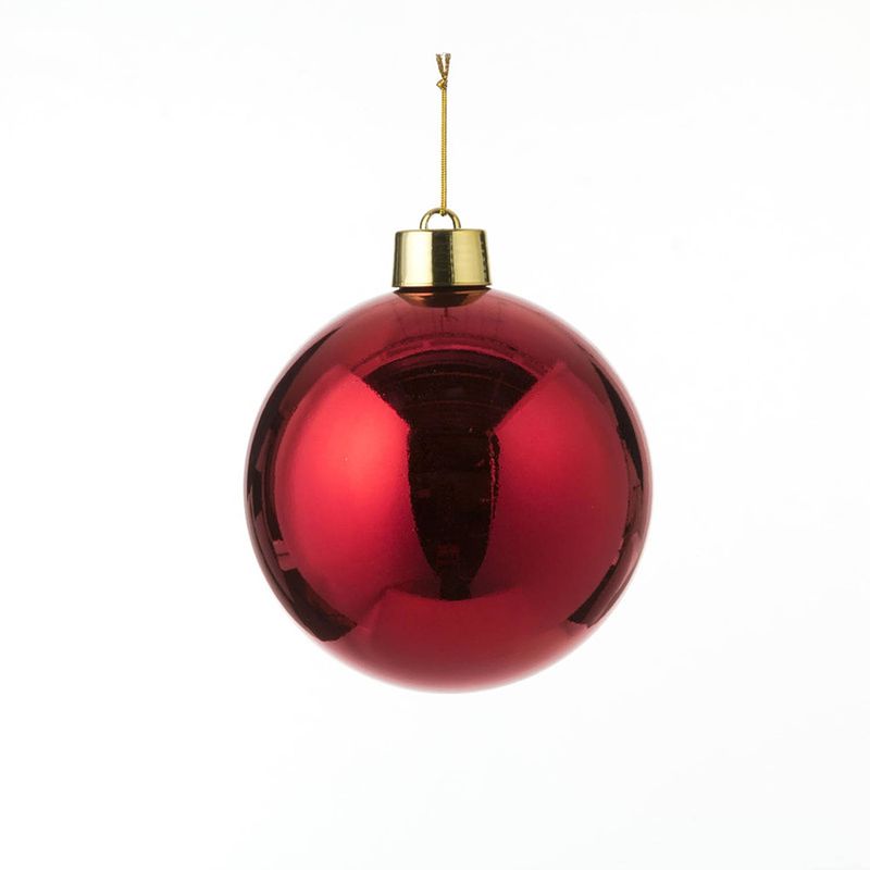 Foto van 1x grote kunststof decoratie kerstbal rood 20 cm - kerstbal