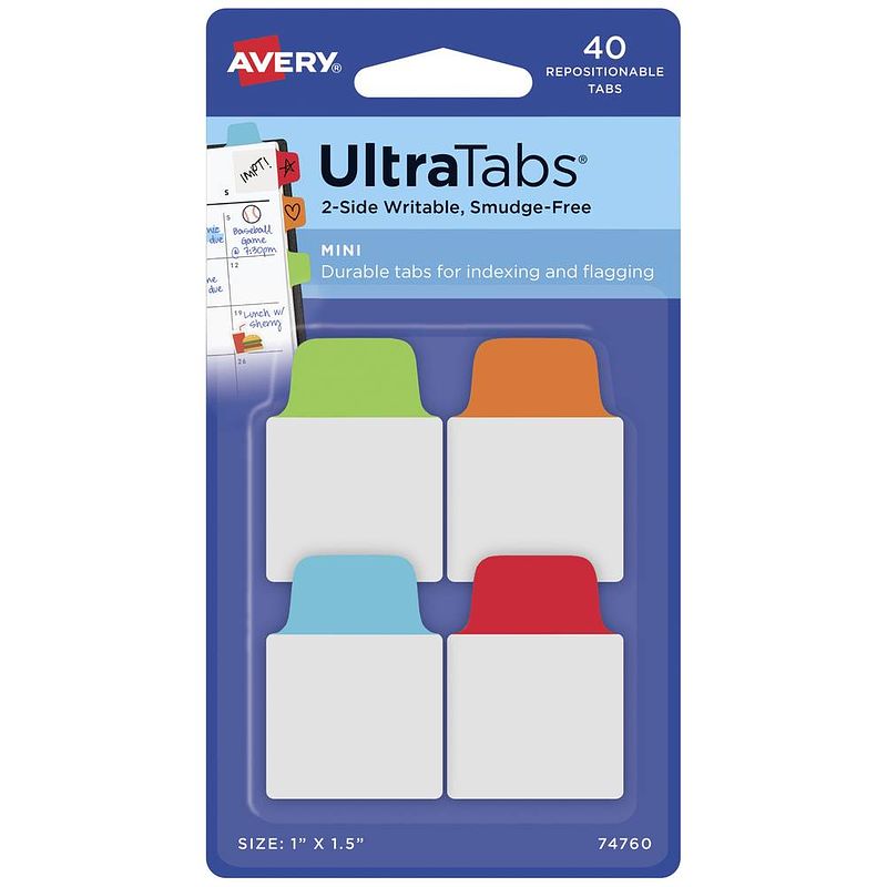 Foto van Avery-zweckform plakindex 74760 40 stuks/pak groen, blauw, rood, oranje