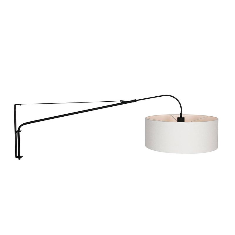 Foto van Steinhauer wandlamp elegenant classy 9321 zwart kap wit linnen grof