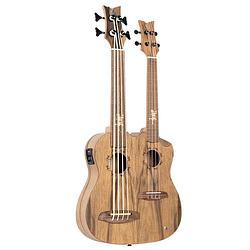 Foto van Ortega hydra-bste double neck bass tenor uke dubbele elektrisch-akoestische ukelele met gigbag