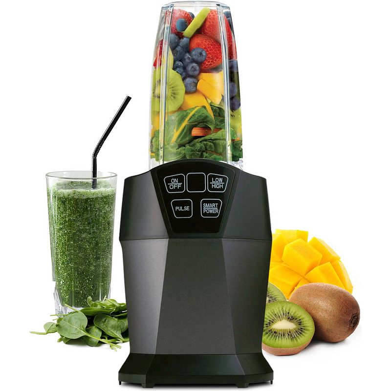 Foto van Smoothie blender 1000 watt met 2 mixbekers - touchpad - krachtige blender to go - ijscrusher - smoothie maker