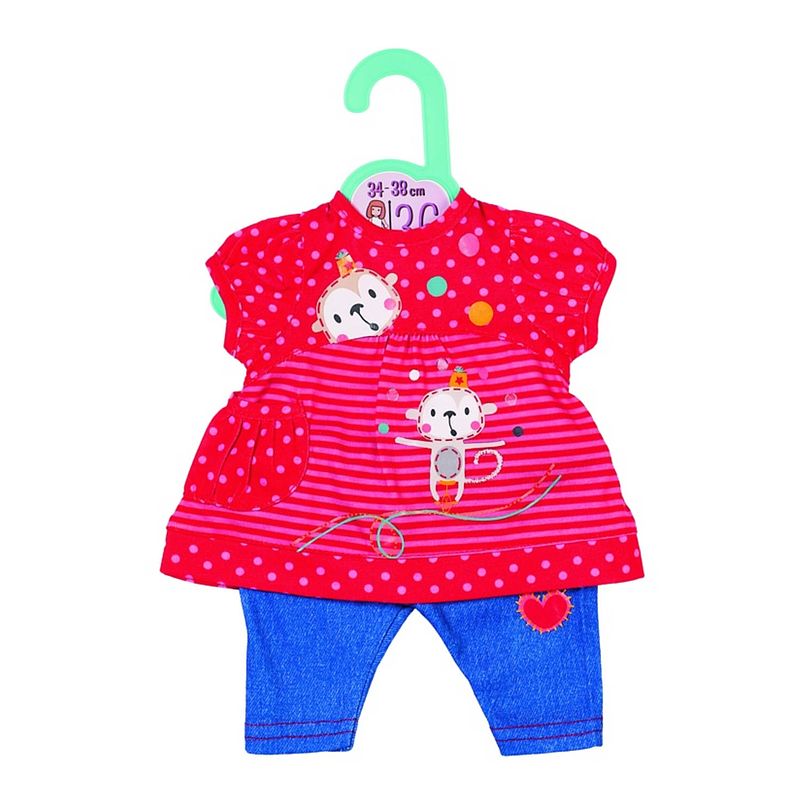 Foto van Dolly moda kledingset 36 cm rood/blauw