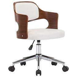 Foto van Vidaxl kantoorstoel draaibaar gebogen hout en kunstleer wit