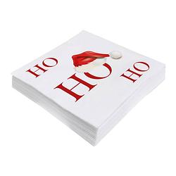 Foto van 40x stuks kerst thema servetten wit ho ho ho 33 x 33 cm - feestservetten