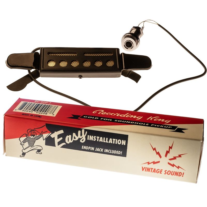 Foto van Recording king rc-gfp-1 gold foil soundhole pickup klankgat element voor akoestische gitaar