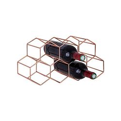 Foto van Cosy & trendy wijnrek geo koper - 7 flessen - 37.5 x 15 x 16 cm