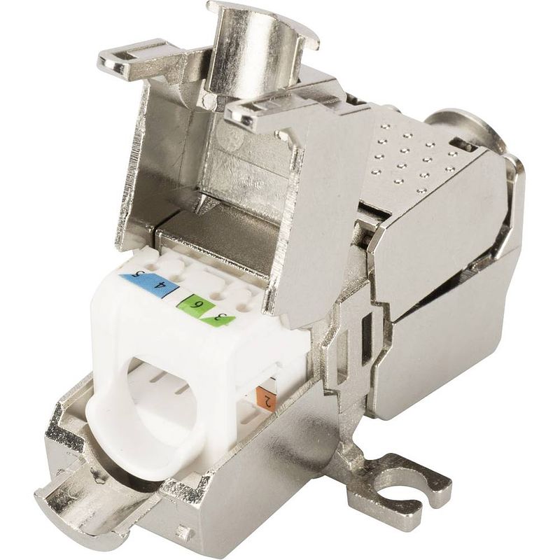 Foto van Digitus rj45-koppeling netwerk adapter cat 6a, zonder connectoren [1x lsa, snijklem, snelaansluiting - 1x lsa, snijklem, snelaansluiting] zilver, staal